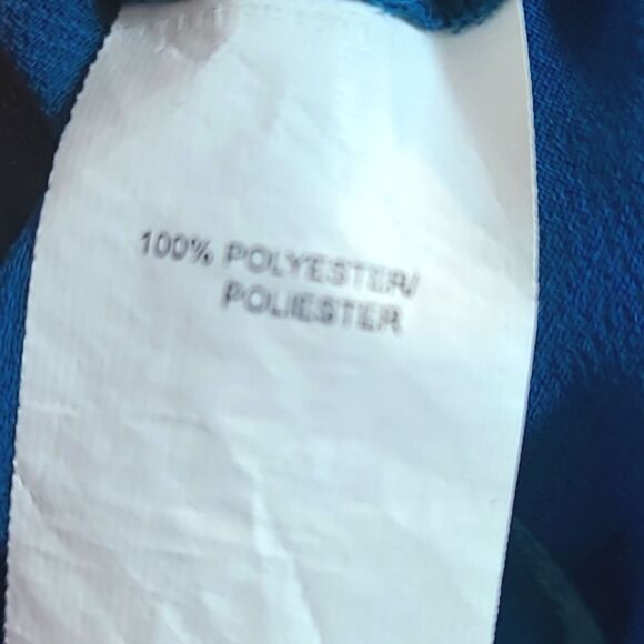 Kensie Sheer Dark Teal Buttondown Blouse with Black Beaded Collar, Size Large - Picture 9 of 9